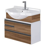 Gabinete Suspenso para Banheiro com Lavatório e Espelheira Firenze 72,5cm Nogal Sevilha A.J. Rorato